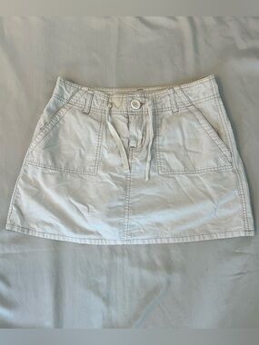 Y2K Preppy Cream Off White Mini Skirt w Adjustable Drawstring Waist by Maurice’s